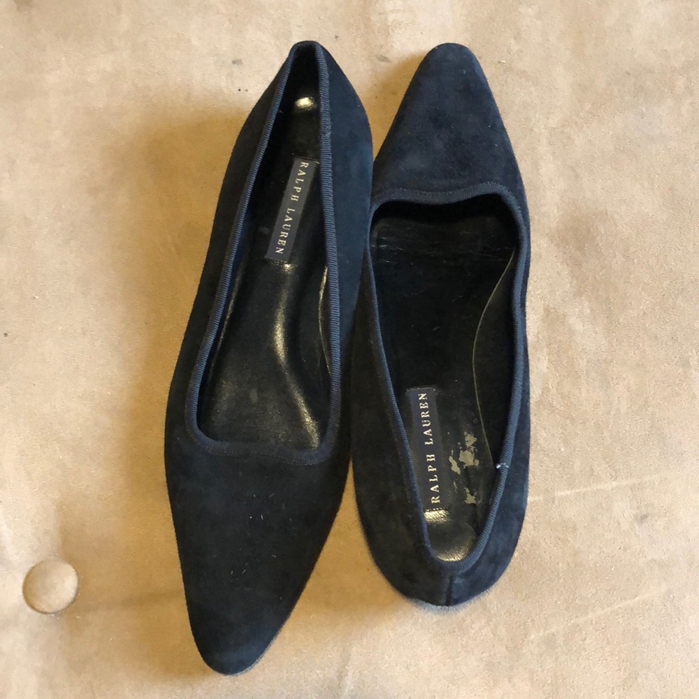 Ralph Lauren | Black Suede Pointed Flats